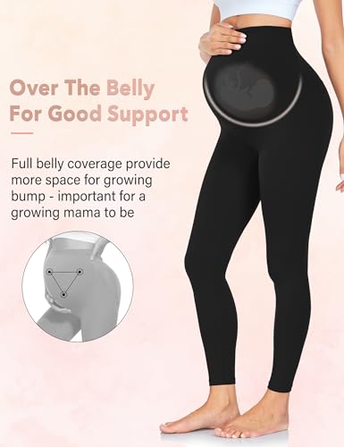CTHH Maternity Leggings Over The Belly Buttery Soft Pregnancy Workout Pants High Waisted Maternity Activewear for Women - Image 2