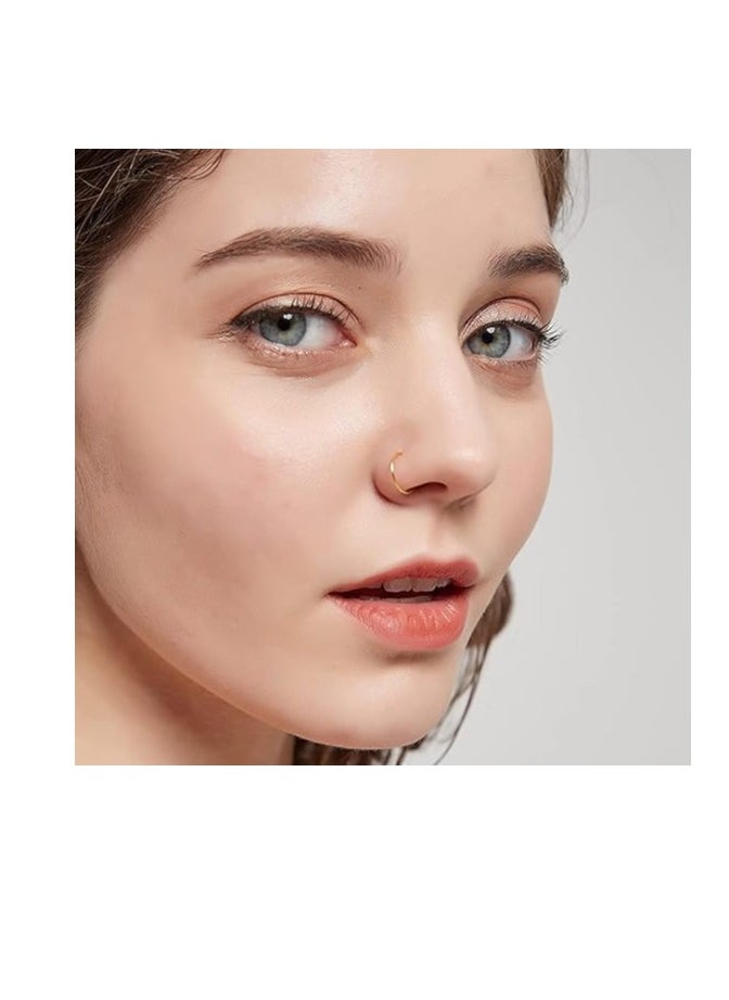 Generic Hoop Cartilage Earring Fake Earrings Nose Rings Septum Nose Ring small for Women Men Girls 2 pcs (gold)  - Image 2
