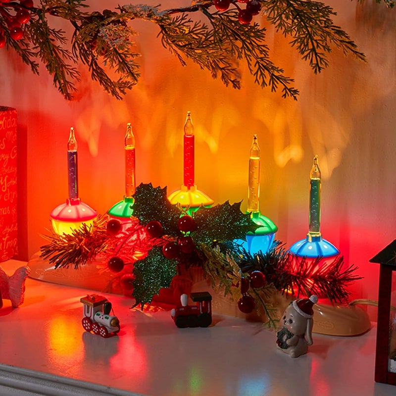 Brightown Brightown Christmas Bubble Lights Candle Lamp Christmas Bubble Nights Lights with 5 Counts Bulbs Plug in Christmas Window Candles Lamps E12 Base Vintage Bubble Lights for Holiday Home Decorations - Image 2
