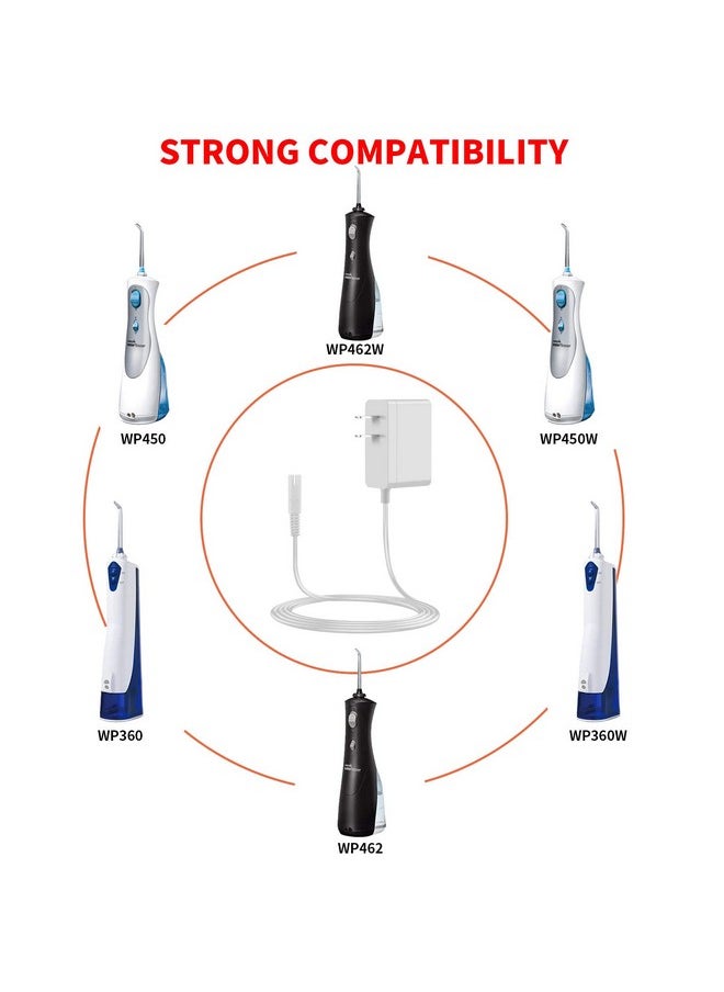 MEROM - Water Flosser Charger Adapter Compatible With Waterpik Wp360 Wp360W Wp450 Wp450W Wp462 Wp462W Waterflosser Cordless Rechargeable Portable Oral Irrigator Replacement Ac Plug Power Supply Cord - Image 1
