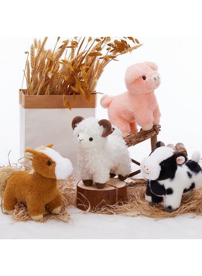 MaoGoLan 4 Pack Farm Stuffed Animals Bulk Party Favors for Kids, 8 inch Plush Cow & Sheep & Pig & Horse - Gifts for Toddlers Girls Boys Christmas Birthday Baby Shower - Image 1