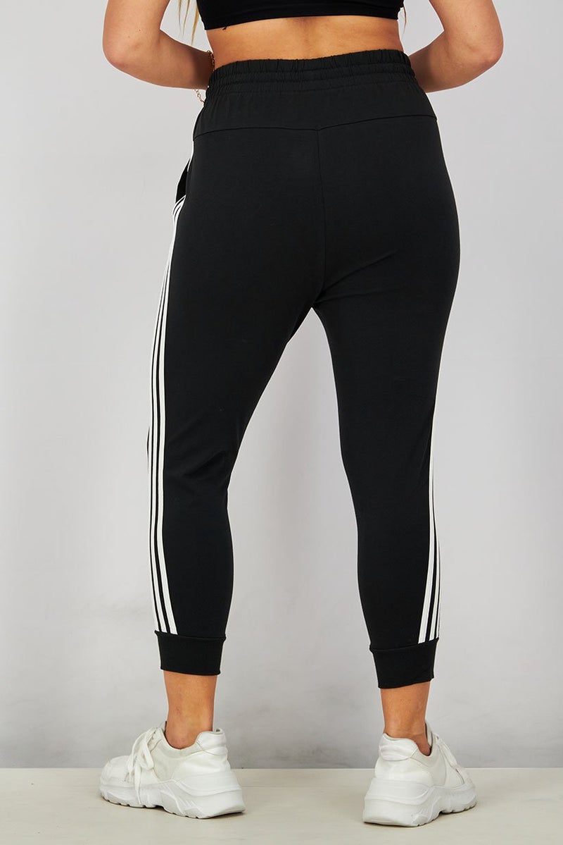 Adidas سروال رياضي نسائي مناسب بسحاب، أسود وأبيض - Image 2