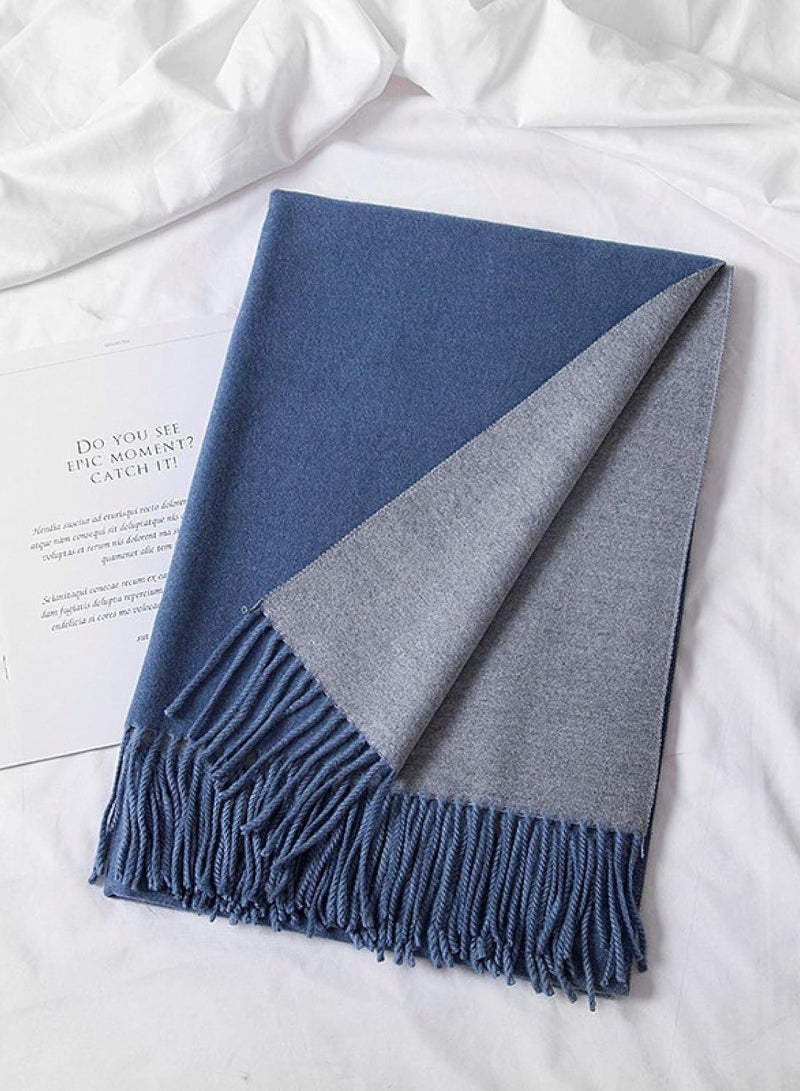 cashmere Super soft Cashmere Mix Plain 2 Tone Reversible Winter Scarf With Tassels