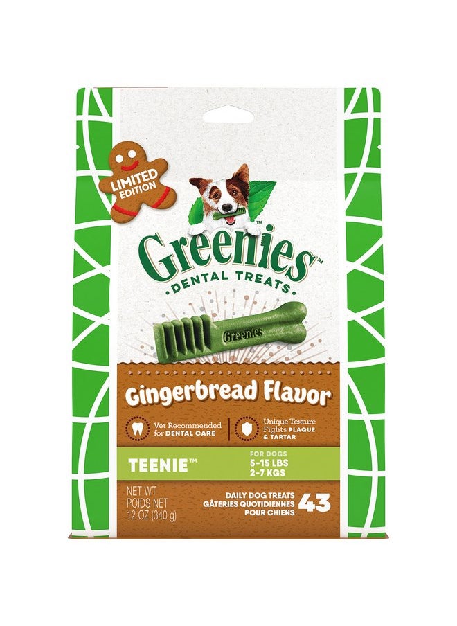 Greenies - Greenies Teenie Dental Dog Treats, Gingerbread Flavor, 12 oz. Pack (43 Count) - Image 1