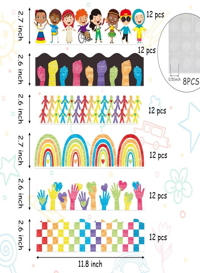 BeYumi 84Pcs Diversity Equality Bulletin Board Borders All are Welcome Diverse Students Border Trims Watercolor Equality Inclusive Back to School Classroom Chalkboard Wall Decor for Teacher Elementary - Image 2
