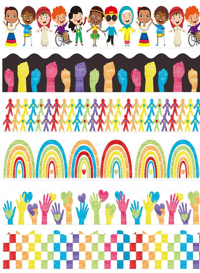 BeYumi 84Pcs Diversity Equality Bulletin Board Borders All are Welcome Diverse Students Border Trims Watercolor Equality Inclusive Back to School Classroom Chalkboard Wall Decor for Teacher Elementary - Image 1
