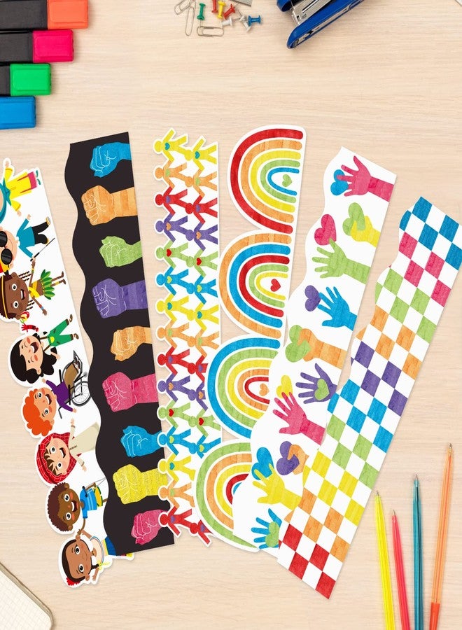 BeYumi 84Pcs Diversity Equality Bulletin Board Borders All are Welcome Diverse Students Border Trims Watercolor Equality Inclusive Back to School Classroom Chalkboard Wall Decor for Teacher Elementary - Image 3