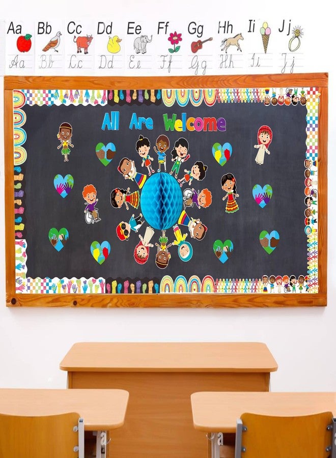 BeYumi 84Pcs Diversity Equality Bulletin Board Borders All are Welcome Diverse Students Border Trims Watercolor Equality Inclusive Back to School Classroom Chalkboard Wall Decor for Teacher Elementary - Image 4