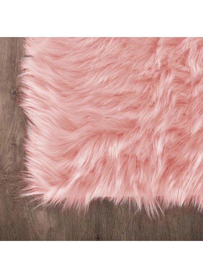 Latepis Pink 2x3 Faux Fur Rug for Bedroom Decor for Teen Girls Throw Fuzzy Fluffy Furry Sheepskin Rug for Sofa Cushion Luxury Home Décor Rectangle - Image 5