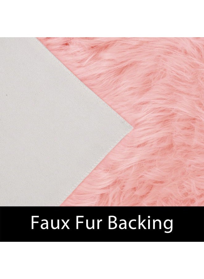 Latepis Pink 2x3 Faux Fur Rug for Bedroom Decor for Teen Girls Throw Fuzzy Fluffy Furry Sheepskin Rug for Sofa Cushion Luxury Home Décor Rectangle - Image 3