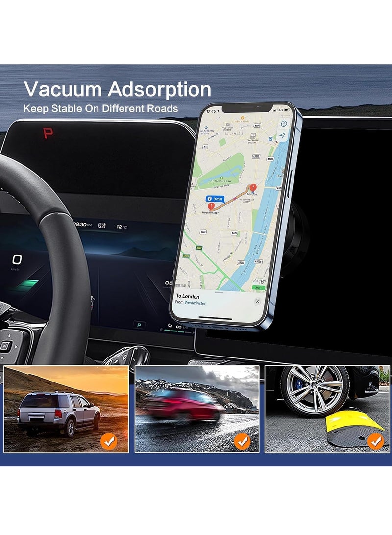 Magnetic Vacuum Suction Phone Holder for Car, Gym & Mirror – Hands-Free Magnetic Mount for Smooth Surfaces (Black) - Image 2