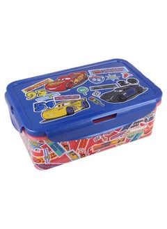 Disney Rectangular Food Container with Removable Compartments 1190 ml Food Box with Cars Stickers BPA Free Leak Proof Lunch Box for Kids  - Image 1