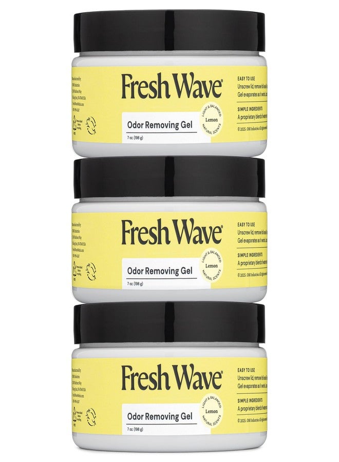 Fresh Wave Lemon Odor Removing Gel, 7 oz., Pack of 3 - Safer Odor Absorbers for Home, Natural Plant-Based Odor Eliminator, Every 7 oz. lasts 15-30 Days, For Cooking, Trash & Pets - Image 1