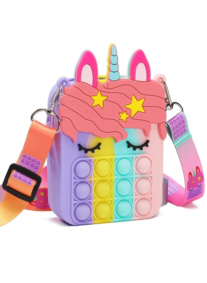 LEDIN (1 Pack) Pop Shoulder Bag For Girls, Big Pop Purse Bags  Lovely Silicon Cartoon Bag - Image 1