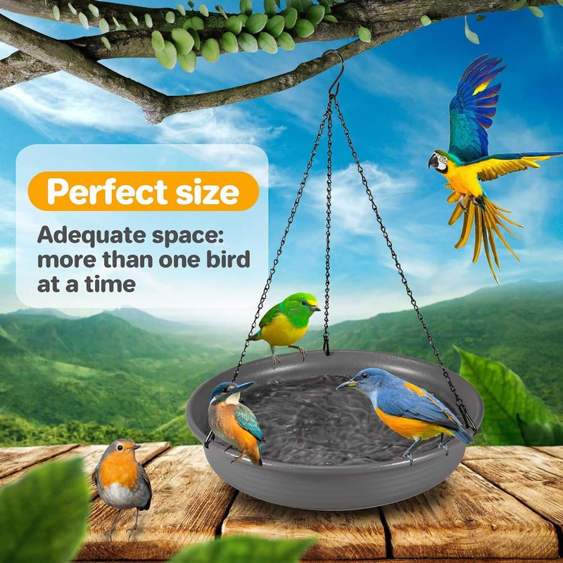 CARGEN Bird Bath Hanging Bird-Feeder - Garden Bird Bat Bird Feeder Plate Hanging Tray Bird Bath Tray Hanging Bird Water or Bird Seed Hanging Bird Baths for Outdoors - Image 4