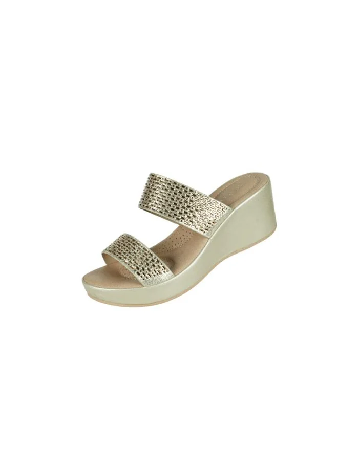 ZAYNA 221-207 Zayna Ladies Wedge Heel Sandals 3F8730-93 Gold