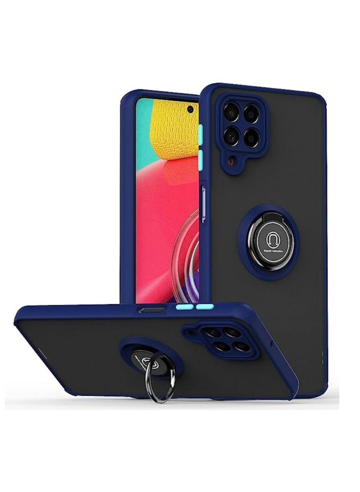 Matte Back Case with 360 Degrees Rotate Metal Magnetic Ring Kickstand Cover For Samsung Galaxy M33 5G Blue - Image 1