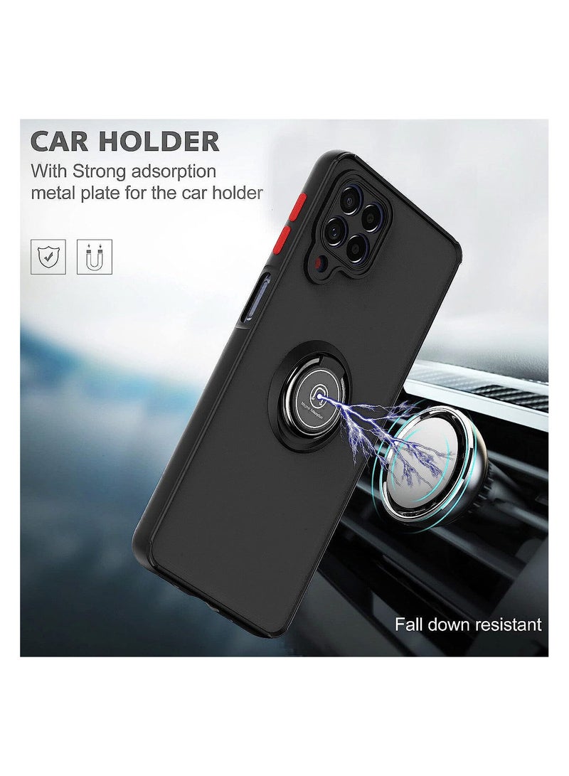 Matte Back Case with 360 Degrees Rotate Metal Magnetic Ring Kickstand Cover For Samsung Galaxy M33 5G Blue - Image 2