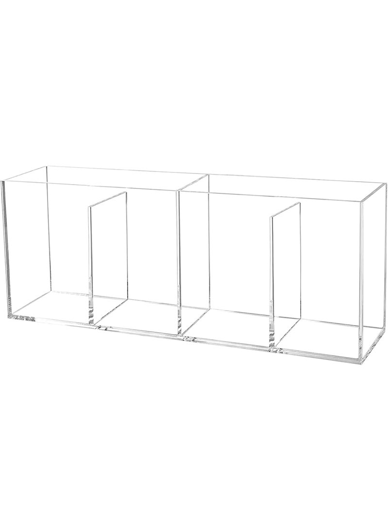 Cerpourt - Clear Makeup Brush Organizer,Acrylic Cosmetic Brushes Storage Holder with 4 Slots,Pencil Pen Holder for Desk,Desk Organizer and Accessories for Vanity - Image 1