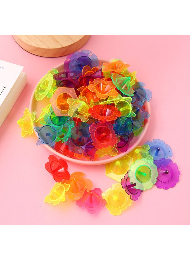 Mini Transparent Small Top Plastic Lace Color To Turn Top Students Kindergarten Small Gift Toys Wholesale-Color:Transparent Rotation (only One Bag For 100) - Image 3
