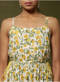 Abhishti Floral printed tier dress with tassels-offwhite  - Image 2