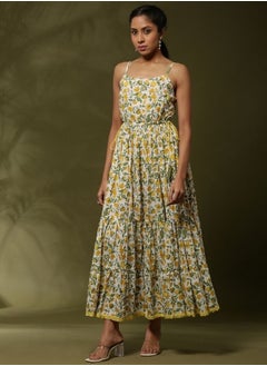 Abhishti Floral printed tier dress with tassels-offwhite  - Image 3