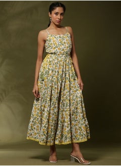 Abhishti Floral printed tier dress with tassels-offwhite  - Image 4