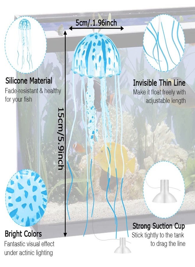 Abnaok Glowing Aquarium Ornaments Silicone Fish Tank Decor Artificial Sea Anemones Decorations Including Coral Jellyfish Sea Horse, Christmas Tree Sillicon Ornament Decoration for Aquarium Fish Tank - Image 2