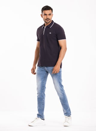 COTTON NAVY BLUE POLO SHIRT