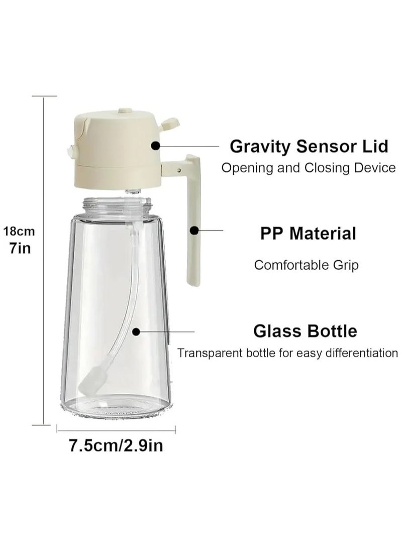 2-in-1 Glass Oil Sprayer & Dispenser – 470ml | BPA-Free Oil Spray Bottle with Gravity Sensor Lid & Anti-Clog Filter | Perfect for Cooking, BBQ, Salad & Air Fryer Use – Easy Grip & Drip-Free**  - Image 5