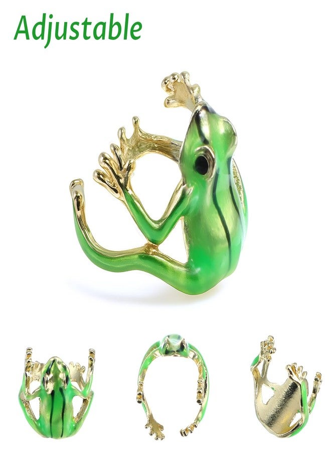 DOPENSPI 4PCS Tree Frog Ring for Women, Adjustable Cute Tree Frog Rings Set Open Finger Rings Funny Green Frogs Jewelry Frogs Shaped Finger Ring Funny Gift Jewelry for Women(Green, Blue) - Image 4