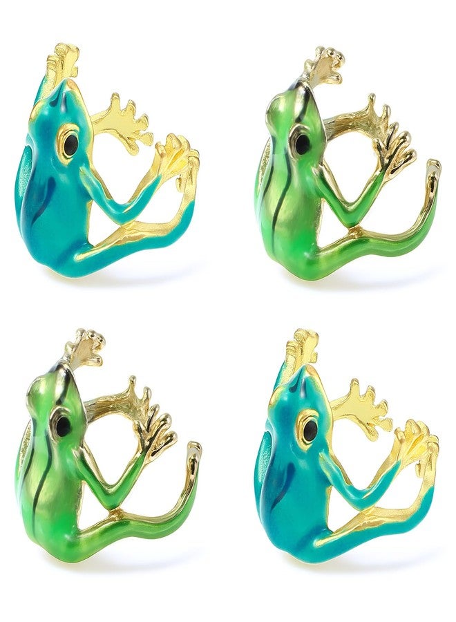 DOPENSPI 4PCS Tree Frog Ring for Women, Adjustable Cute Tree Frog Rings Set Open Finger Rings Funny Green Frogs Jewelry Frogs Shaped Finger Ring Funny Gift Jewelry for Women(Green, Blue) - Image 1