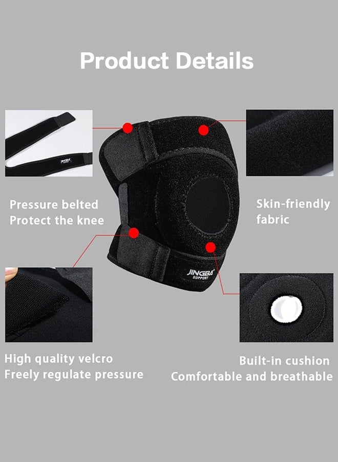 جينجبا سابورت دعامة الركبة للرجال والنساء، دعامات الركبة لألم الركبة، حزام دعم وتر الرضفة، دعامة الركبة لتمزق الغضروف المفصلي، كم ضاغط، مناسب لوزن أقل من 170 رطلاً (أسود) - Image 2