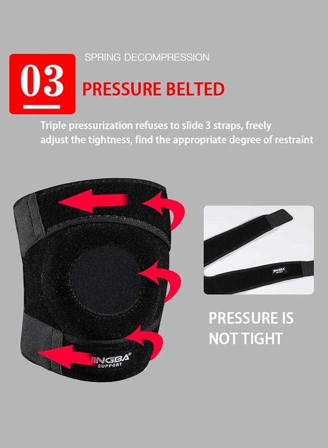 جينجبا سابورت دعامة الركبة للرجال والنساء، دعامات الركبة لألم الركبة، حزام دعم وتر الرضفة، دعامة الركبة لتمزق الغضروف المفصلي، كم ضاغط، مناسب لوزن أقل من 170 رطلاً (أسود) - Image 5
