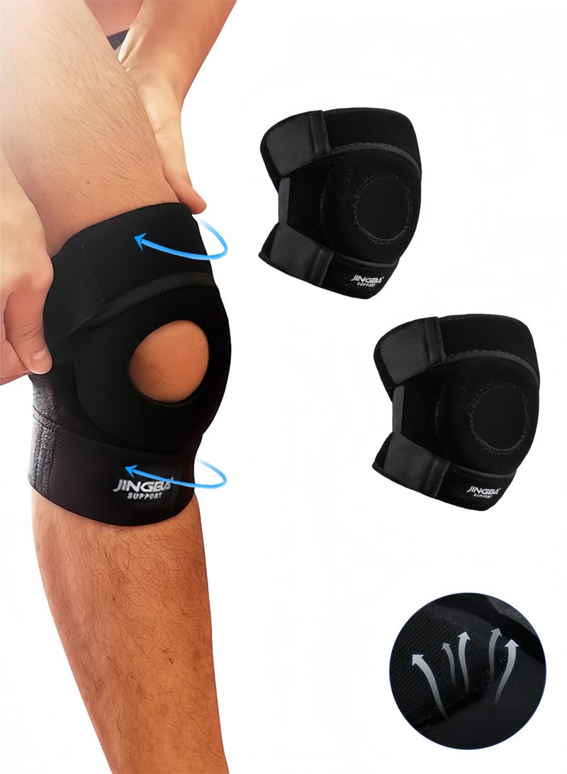جينجبا سابورت دعامة الركبة للرجال والنساء، دعامات الركبة لألم الركبة، حزام دعم وتر الرضفة، دعامة الركبة لتمزق الغضروف المفصلي، كم ضاغط، مناسب لوزن أقل من 170 رطلاً (أسود) - Image 1