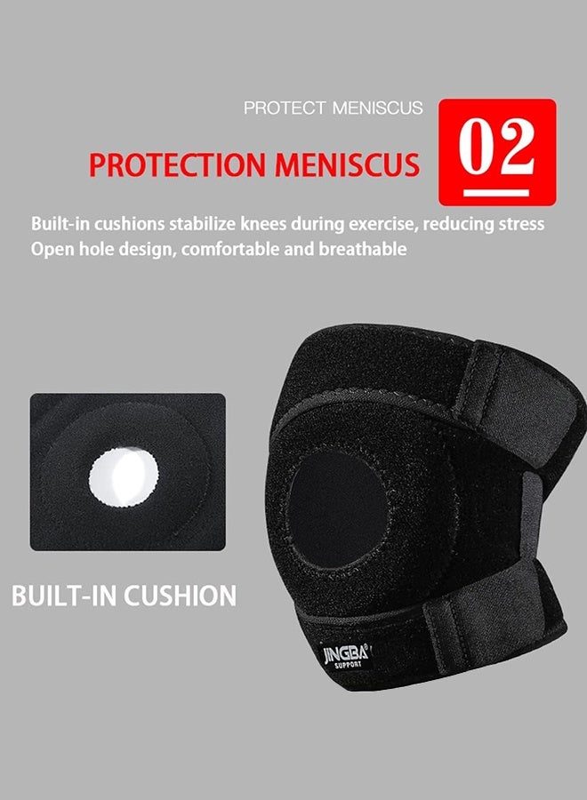 جينجبا سابورت دعامة الركبة للرجال والنساء، دعامات الركبة لألم الركبة، حزام دعم وتر الرضفة، دعامة الركبة لتمزق الغضروف المفصلي، كم ضاغط، مناسب لوزن أقل من 170 رطلاً (أسود) - Image 4