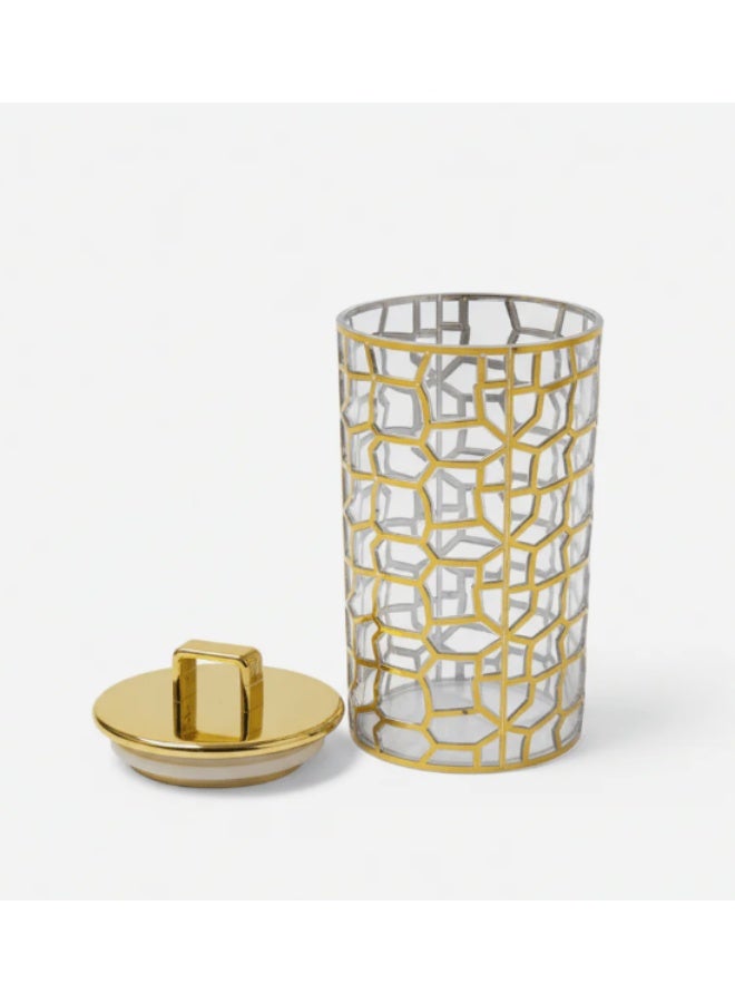 AKDC Luxury Round Airtight Acrylic Storage Canister with Transparent Body & Elegant Golden Design Lid – Kitchen Storage Jar, 1000 ml - Image 2
