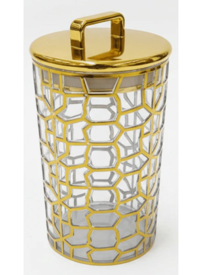 AKDC Luxury Round Airtight Acrylic Storage Canister with Transparent Body & Elegant Golden Design Lid – Kitchen Storage Jar, 1000 ml - Image 1