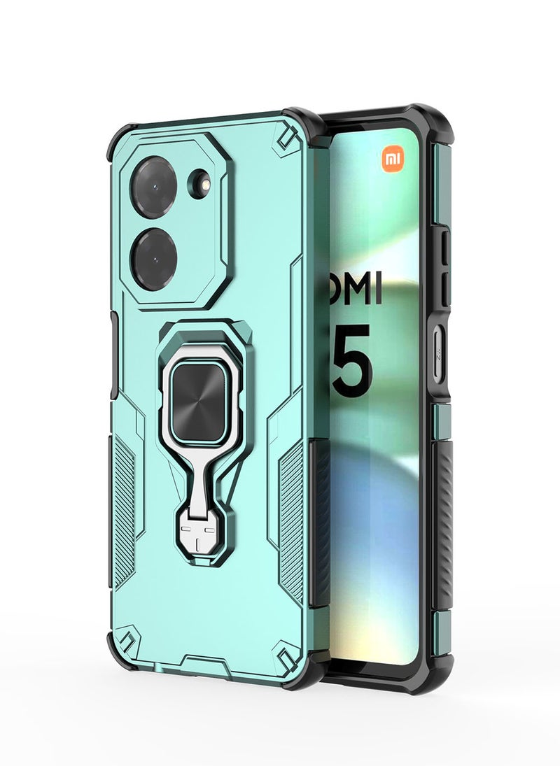 Case for Xiaomi Redmi A5 4G / Poco C71 with Kickstand, PC+TPU Dual-Layer Hybrid Protection Back Cover,Green - Image 1