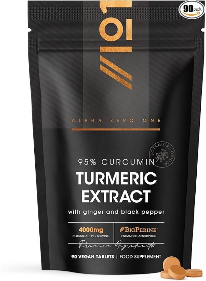ALPHA01 Turmeric Extract 4000 mg – Supports Joint, Inflammation & Antioxidant Health, Made in UK, 90 Tablets - Image 1