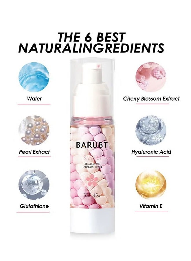 BARUBT Sakura Cherry Blossom Brightening Cream -Gluta Brightening Underarm Cream, Brightening Booster Sakura Pearl Capsules, Sakura Gluta Brightening Underarm Cream 45g - Image 3