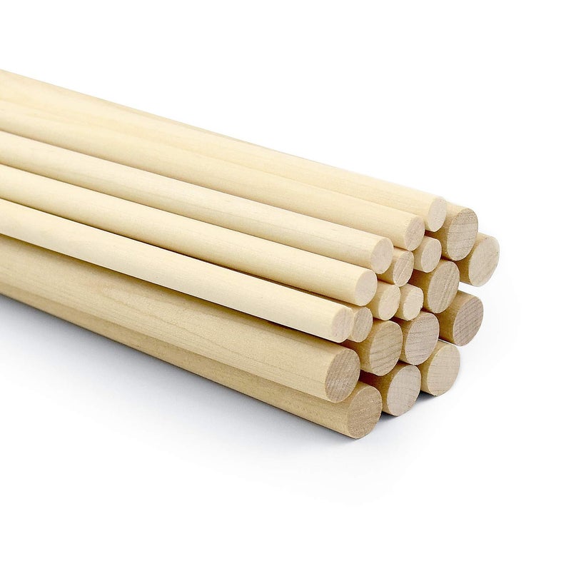 20 Pcs Wooden Dowel Rods for Craft Unfinished Natural Wood Craft Dowel Sticks 14 Inch  25 Inch x 12 Inch