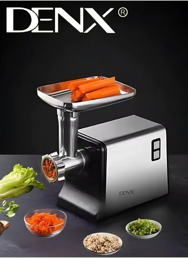 Denx Meat Grinder, Electric Meat Grinder With Stainless Steel Blade, 1200W, Silver - Image 2