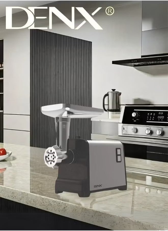 Denx Meat Grinder, Electric Meat Grinder With Stainless Steel Blade, 1200W, Silver - Image 5