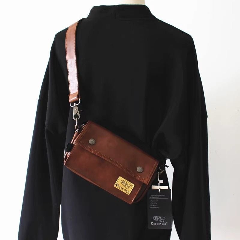 Japanese Style Shoulder Bag Street Fashionable Small Satchel Korean Style Men'S Bag Men'S Crossbody Bag Youth Backpack Mobile Phone Small Cross Bag - Image 2