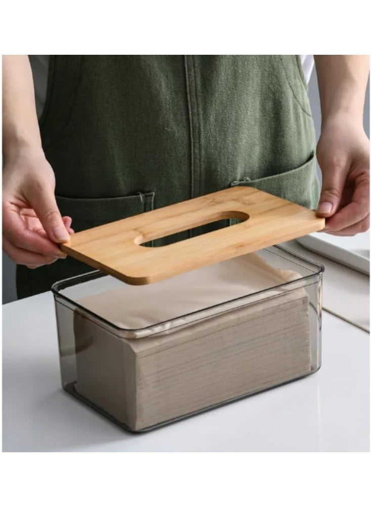 ADAK Clear Acrylic Tissue Box with Bamboo Lid – Modern Transparent Tissue Holder for Bathroom, Kitchen & Office – Durable, Easy Refill, Non-Slip Base – Elegant & Long-Lasting Design - Image 5