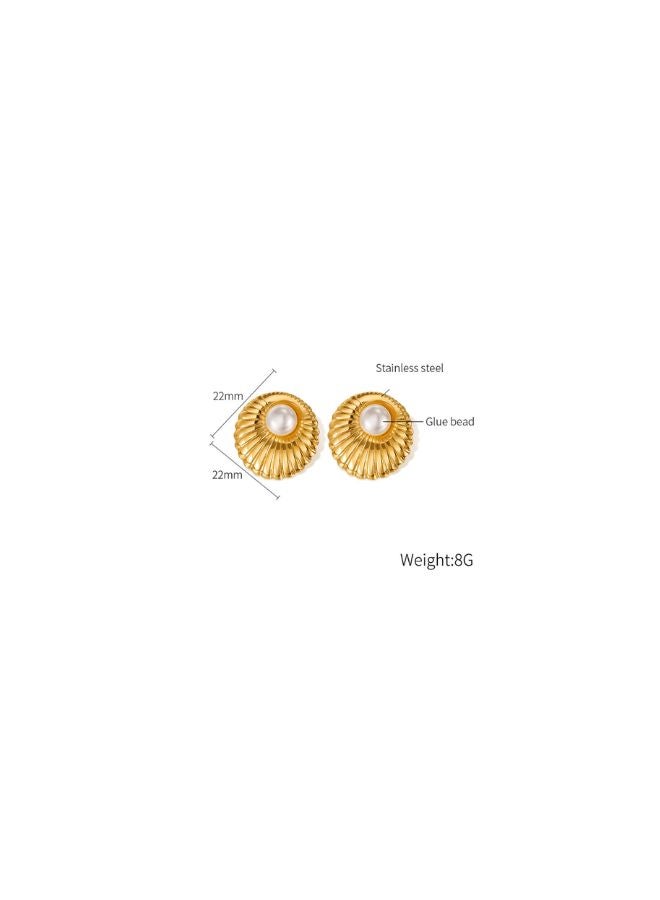 Andaazs Women’s Mystic Pearl Stud Earrings – 18K Gold-Plated Stainless Steel with Irregular Faux Pearls – Minimalist Everyday Jewelry - Image 2