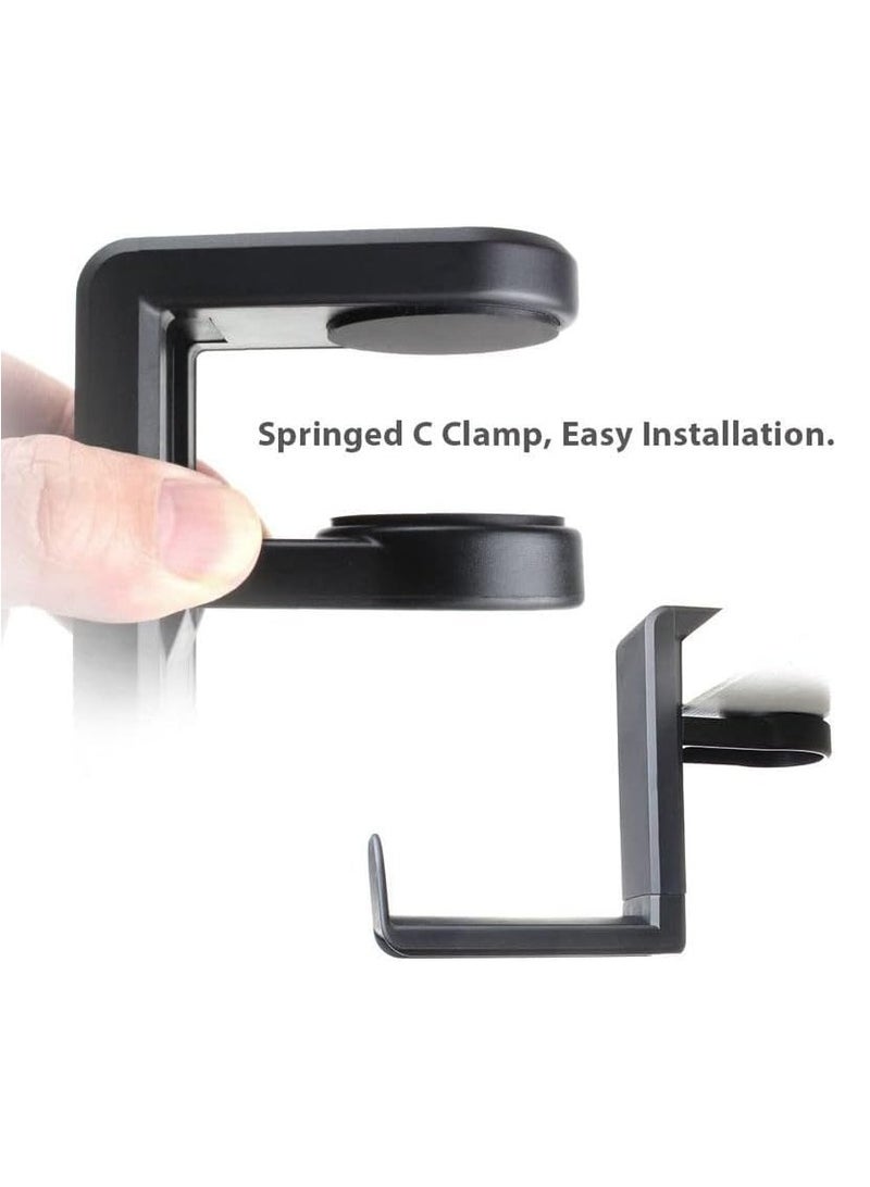Alyashmac PC Gaming Headset Headphone Hook Holder Hanger Mount, Headphones Stand with Adjustable  Rotating Arm Clamp, Built in Cable Clip Organizer - Image 5