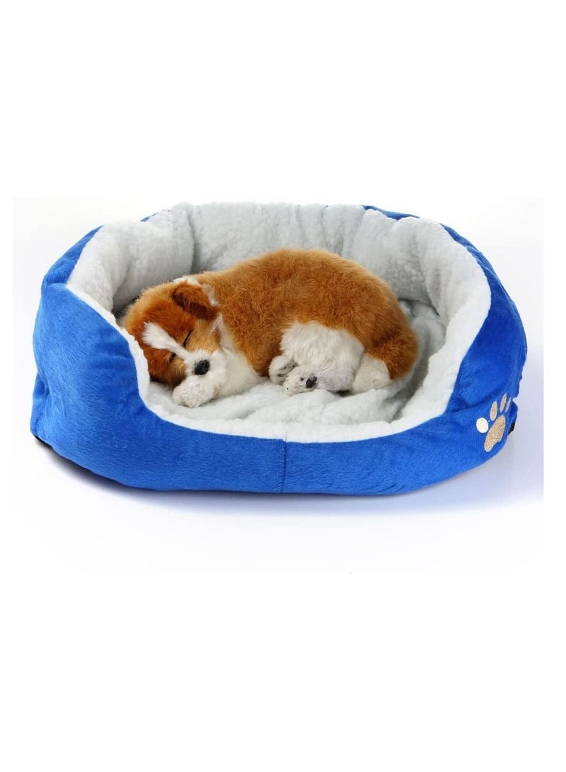 MARGOUN سرير للكلاب والقطط والحيوانات الأليفة، سرير مبطن ناعم ورقيق، مرتبة مريحة وقابلة للغسل للحيوانات الأليفة، 40 × 45 سم، أزرق - Image 1