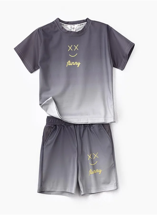 بيبي كلو Trendy Ombre Casual Tee & Shorts Set